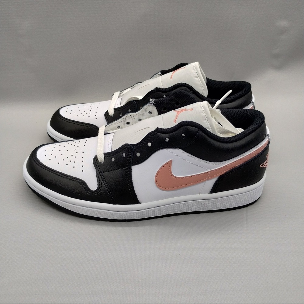 Air Jordan 1 Low Black White Rust Pink Sneakers 553558-034 Mens Size 7.5‎ New